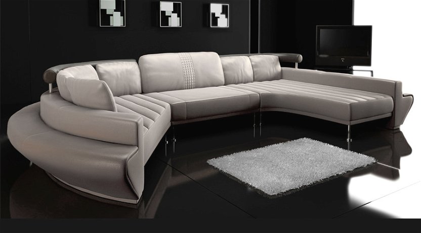 LAS VEGAS Design Leather Sofa Large Curved Couch I BULLHOFF | premium ...
